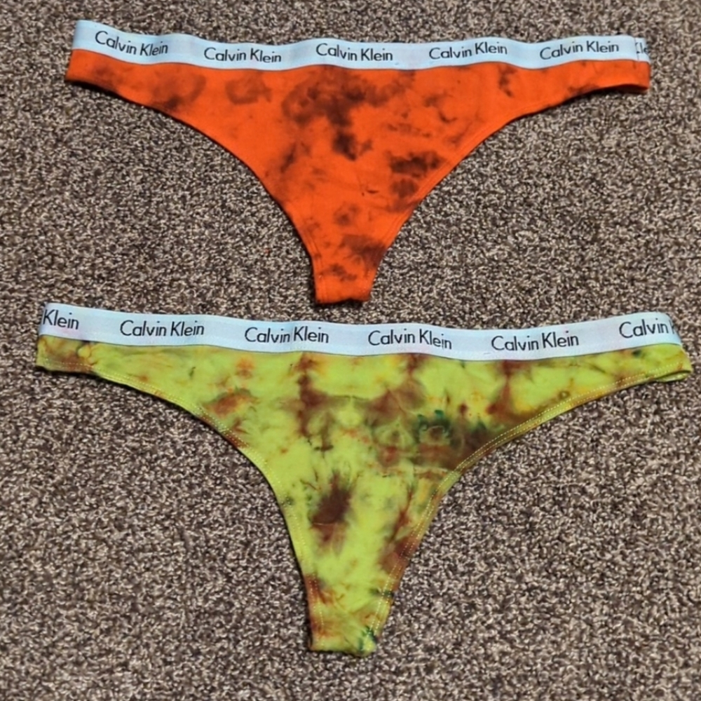 New Custom Tiedye Calvin Klein Thong Panties Set Of 2